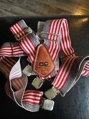 Vintage CLC American Flag Stripe Suspenders Rusty Chrome Hardware one size s-3x